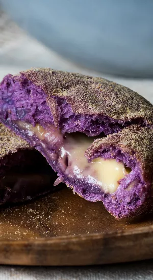 Farbe trifft Geschmack: Das sind die super soften Ube Pandesal mit Käse!